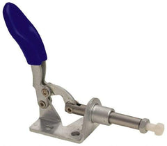 Gibraltar - 100 Lb Load Capacity, Flanged Base, Carbon Steel, Standard Straight Line Action Clamp - 3 Mounting Holes, 0.18" Mounting Hole Diam, 1/4" Plunger Diam, Thumb Handle - Apex Tool & Supply