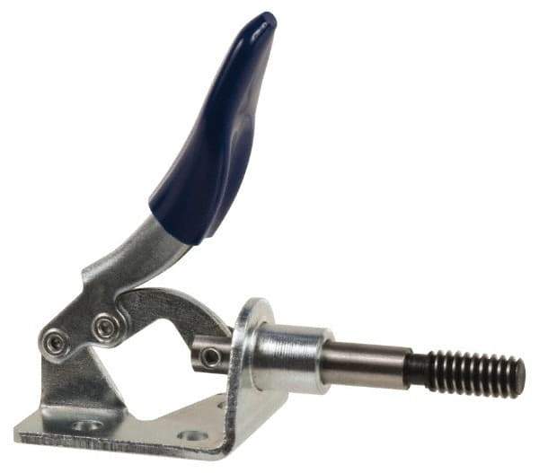 Gibraltar - 100 Lb Load Capacity, Flanged Base, Carbon Steel, Standard Straight Line Action Clamp - 3 Mounting Holes, 0.18" Mounting Hole Diam, 1/4" Plunger Diam, Thumb Handle - Apex Tool & Supply