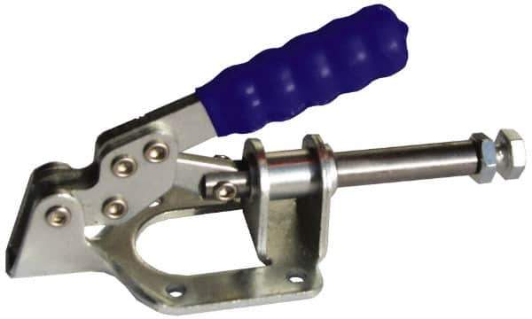 Gibraltar - 300 Lb Load Capacity, Flanged Base, Carbon Steel, Standard Straight Line Action Clamp - 0.22" Mounting Hole Diam, 0.44" Plunger Diam, Straight Handle - Apex Tool & Supply