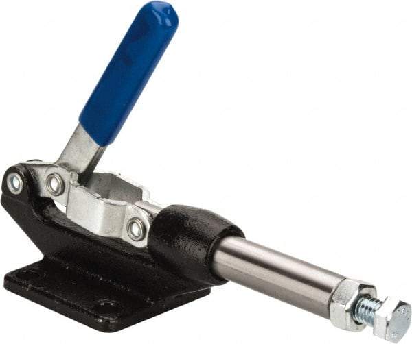 Gibraltar - 800 Lb Load Capacity, Flanged Base, Carbon Steel, Standard Straight Line Action Clamp - 0.33" Mounting Hole Diam, 0.63" Plunger Diam, Straight Handle - Apex Tool & Supply