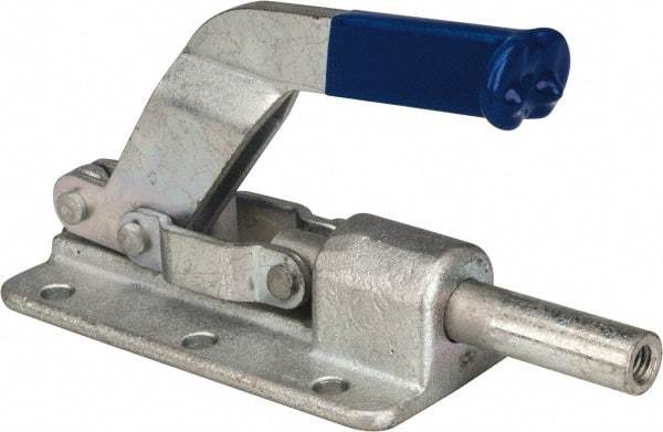 Gibraltar - 800 Lb Load Capacity, Flanged Base, Carbon Steel, Standard Straight Line Action Clamp - 6 Mounting Holes, 0.26" Mounting Hole Diam, 1/2" Plunger Diam, Straight Handle - Apex Tool & Supply