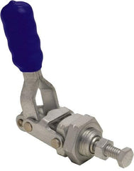Gibraltar - 200 Lb Load Capacity, Flush Base, Carbon Steel, Standard Straight Line Action Clamp - 5/8" Mounting Hole Diam, 0.38" Plunger Diam, Straight Handle - Apex Tool & Supply