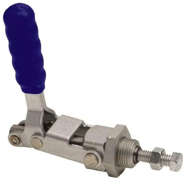 Gibraltar - 300 Lb Load Capacity, Flush Base, Carbon Steel, Standard Straight Line Action Clamp - 3/4" Mounting Hole Diam, 0.44" Plunger Diam, Straight Handle - Apex Tool & Supply