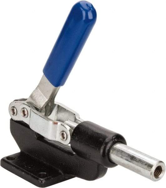 Gibraltar - 800 Lb Load Capacity, Flanged Base, Carbon Steel, Standard Straight Line Action Clamp - 4 Mounting Holes, 0.38" Mounting Hole Diam, 0.62" Plunger Diam, Whale Tail Handle - Apex Tool & Supply