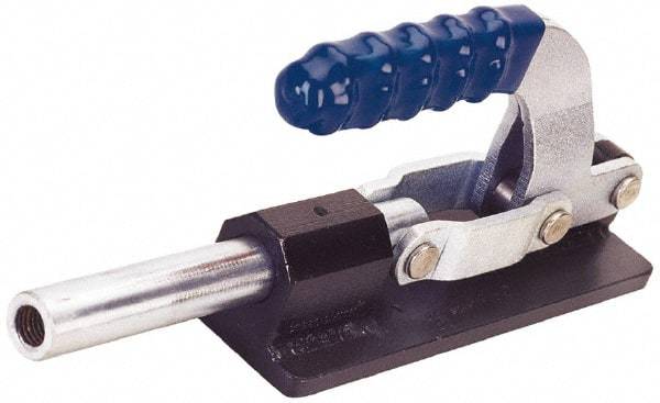 Gibraltar - 7,500 Lb Load Capacity, Flanged Base, Carbon Steel, Standard Straight Line Action Clamp - 6 Mounting Holes, 0.41" Mounting Hole Diam, 0.87" Plunger Diam, Straight Handle - Apex Tool & Supply