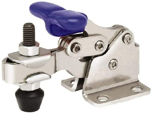 Gibraltar - 150 Lb Holding Capacity, Horizontal Handle, Manual Hold Down Toggle Clamp - 175° Handle Movement, 92° Bar Opening, U-Bar, Flanged Base, Stainless Steel - Apex Tool & Supply