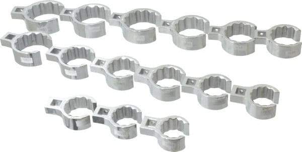 Proto - 15 Piece 1/2" Drive Flare Nut Crowfoot Wrench Set - 1-1/8 to 2", with Clip Rail - Apex Tool & Supply