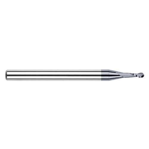 ‎0.01″ Dia. × 1/8″ Shank × 0.03″ DOC × 1-1/2″ OAL, Carbide AlTiN, Stub|Standard , 2 Flute, Ballnose End Mill - Exact Industrial Supply