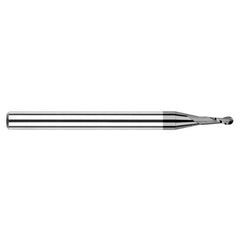 ‎0.025″ Dia. × 1/8″ Shank × 0.075″ DOC × 1-1/2″ OAL, Carbide DLC, Stub|Standard , 2 Flute, Ballnose End Mill - Exact Industrial Supply