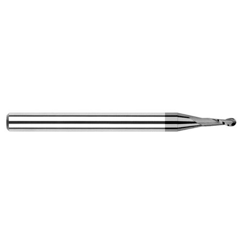 ‎0.02″ Dia. × 1/8″ Shank × 0.06″ DOC × 1-1/2″ OAL, Carbide DLC, Stub|Standard , 2 Flute, Ballnose End Mill - Exact Industrial Supply