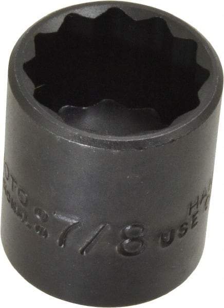 Proto - 7/8", 3/8" Drive, Standard Hand Socket - 12 Points, 1-7/16" OAL, Alloy Steel, Black Finish - Apex Tool & Supply