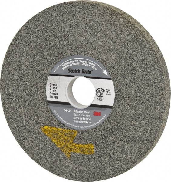 3M - 6" Diam, 1/2" Face Width, 1" Center Hole, Fine Grade, Silicon Carbide Deburring Wheel - Convolute, Extra Hard Density 9 Grade, 6,000 RPM - Apex Tool & Supply