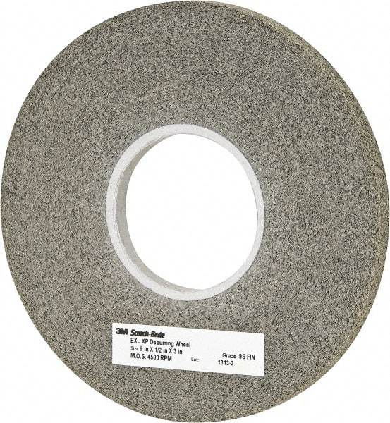 3M - 8" Diam, 1/2" Face Width, 3" Center Hole, Fine Grade, Silicon Carbide Deburring Wheel - Convolute, Extra Hard Density 9 Grade, 4,500 RPM - Apex Tool & Supply