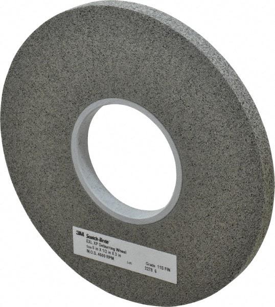 3M - 8" Diam, 1/2" Face Width, 3" Center Hole, Fine Grade, Silicon Carbide Deburring Wheel - Convolute, Hard Density 11 Grade, 4,500 RPM - Apex Tool & Supply