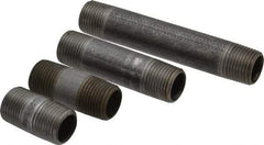Made in USA - 100 Piece, 1/2" Pipe, Black Finished Steel Pipe Nipple Set - Schedule 40, (20) Close, (10) 1-1/2, (15) 2, (10) 2-1/2, (10) 3, (5) 3-1/2, (10) 4, (5) 4-1/2, (5) 5, (5) 5-1/2, (5) 6 - Apex Tool & Supply