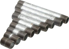 Made in USA - 66 Piece, 1/2" Pipe, Galvanized Pipe Nipple Set - Schedule 40, (6) Close, (6) 1-1/2, (6) 2, (6) 2-1/2, (6) 3, (6) 3-1/2, (6) 4, (6) 4-1/2, (6) 5, (6) 5-1/2, (6) 6 - Apex Tool & Supply