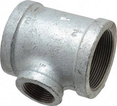 Made in USA - Class 150, 2 x 2 x 1" Galvanized Pipe Reducing Tee - Threaded, Malleable Iron - Apex Tool & Supply