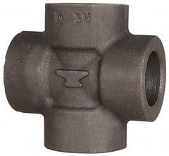 Made in USA - Size 2", Class 3,000, Forged Carbon Steel Black Pipe Cross - 3,000 psi, Socket Weld End Connection - Apex Tool & Supply