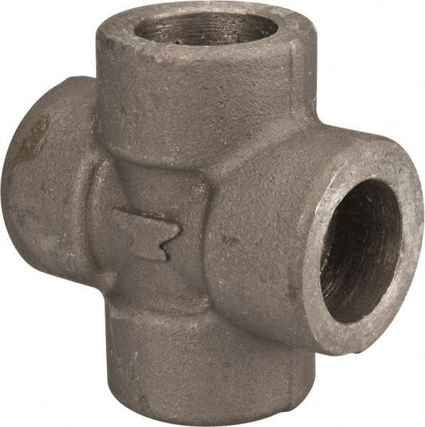 Made in USA - Size 1/2", Class 3,000, Forged Carbon Steel Black Pipe Cross - 3,000 psi, Socket Weld End Connection - Apex Tool & Supply