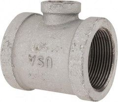 Made in USA - Class 150, 1-1/2 x 1-1/2 x 1/2" Galvanized Pipe Reducing Tee - Threaded, Malleable Iron - Apex Tool & Supply