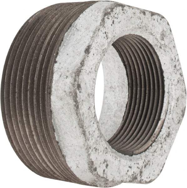 Made in USA - Class 150, 2-1/2 x 1-1/2" Galvanized Pipe Hex Bushing - Threaded, Malleable Iron - Apex Tool & Supply