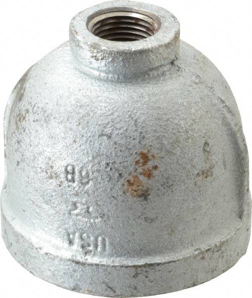 Made in USA - Class 150, 2 x 1/2" Galvanized Pipe Reducing Coupling - Threaded, Malleable Iron - Apex Tool & Supply