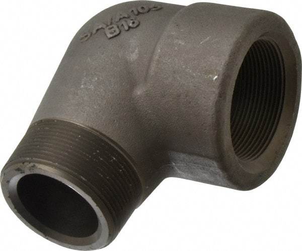 Made in USA - Size 2", Class 3,000, Forged Carbon Steel Black Pipe 90° Street Elbow - 3,000 psi, Threaded End Connection - Apex Tool & Supply