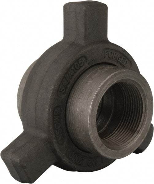 Made in USA - Size 1-1/2", Class 3,000, Forged Carbon Steel Black Pipe Lug Union - 3,000 psi, Threaded End Connection - Apex Tool & Supply