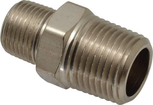Value Collection - 1/2 x 3/8" Internal Pipe, Brass Hex Nipple Reducer - MNPT - Apex Tool & Supply