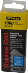 Stanley - 27/64" Wide Stainless Steel Narrow Crown Staples - 1/4" Leg Length - Apex Tool & Supply