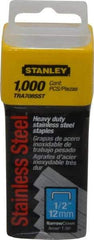 Stanley - 27/64" Wide Stainless Steel Narrow Crown Staples - 1/2" Leg Length - Apex Tool & Supply