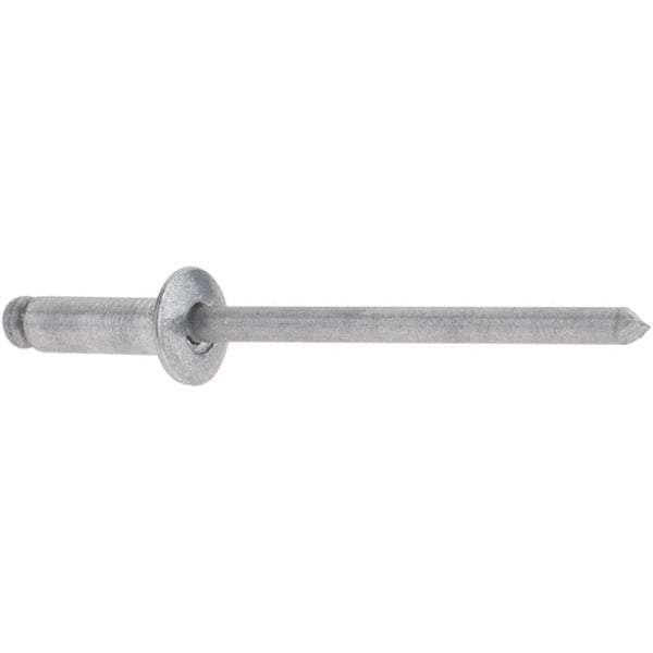 Stanley - Button Head Aluminum Color Coded Blind Rivet - Aluminum Mandrel, 0.188" to 1/4" Grip, 1/4" Head Diam, 0.125" to 0.133" Hole Diam, 0.4" Length Under Head, 1/8" Body Diam - Apex Tool & Supply