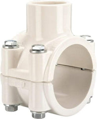 Value Collection - 2 x 1" PVC Plastic Pipe Clamp On Saddle with EPDM O-Ring - Schedule 40, Pipe O.D. x Soc End Connections - Apex Tool & Supply