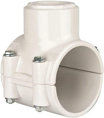 Value Collection - 3 x 1-1/2" PVC Plastic Pipe Clamp On Saddle with EPDM O-Ring - Schedule 40, Pipe O.D. x Soc End Connections - Apex Tool & Supply