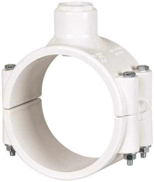 Value Collection - 4 x 3/4" PVC Plastic Pipe Clamp On Saddle with EPDM O-Ring - Schedule 40, Pipe O.D. x Soc End Connections - Apex Tool & Supply