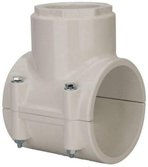 Value Collection - 4 x 2-1/2" PVC Plastic Pipe Clamp On Saddle with EPDM O-Ring - Schedule 40, Pipe O.D. x Soc End Connections - Apex Tool & Supply