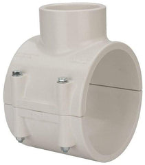 Value Collection - 6 x 3" PVC Plastic Pipe Clamp On Saddle with EPDM O-Ring - Schedule 40, Pipe O.D. x Soc End Connections - Apex Tool & Supply