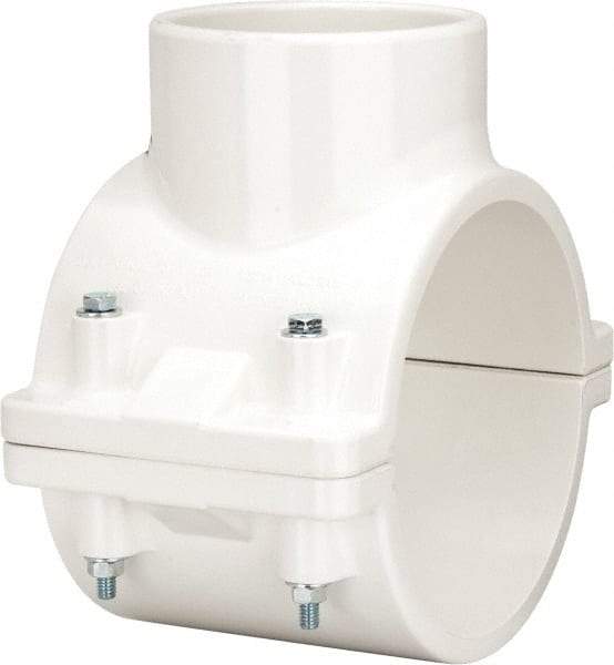 Value Collection - 6 x 4" PVC Plastic Pipe Clamp On Saddle with EPDM O-Ring - Schedule 40, Pipe O.D. x Soc End Connections - Apex Tool & Supply