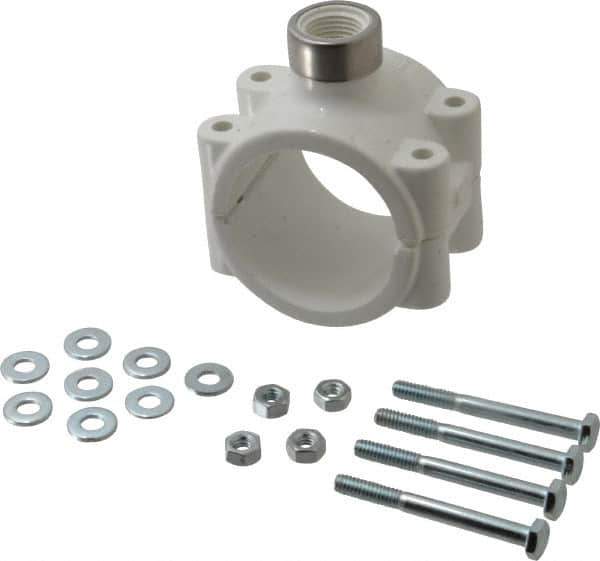 Value Collection - 2 x 1/2" PVC Plastic Pipe Clamp On Saddle with EPDM O-Ring - Schedule 40, Pipe O.D. x SR Fipt End Connections - Apex Tool & Supply