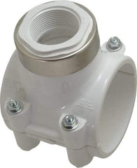 Value Collection - 3 x 1-1/2" PVC Plastic Pipe Clamp On Saddle with EPDM O-Ring - Schedule 40, Pipe O.D. x SR Fipt End Connections - Apex Tool & Supply