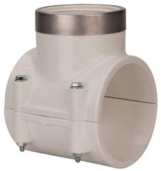 Value Collection - 4 x 3" PVC Plastic Pipe Clamp On Saddle with EPDM O-Ring - Schedule 40, Pipe O.D. x SR Fipt End Connections - Apex Tool & Supply