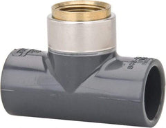 Value Collection - 3/4" PVC Plastic Pipe Tee - Schedule 80, PVC Slip x Brass Fipt End Connections - Apex Tool & Supply