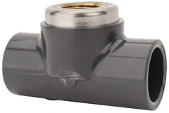Value Collection - 3/4 x 3/4 x 1/2" PVC Plastic Pipe Tee - Schedule 80, PVC Slip x Brass Fipt End Connections - Apex Tool & Supply
