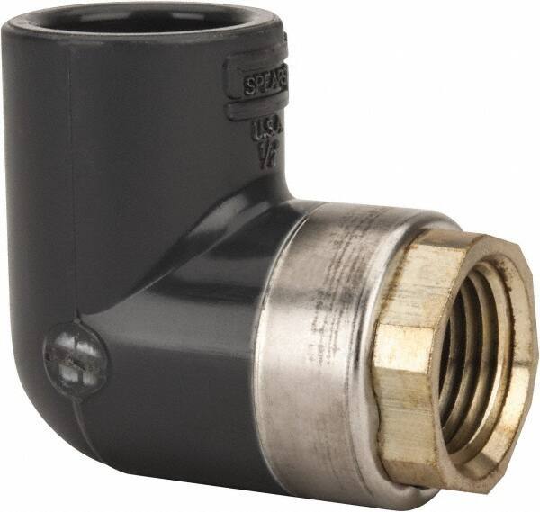 Value Collection - 1/2" PVC Plastic Pipe 90° Elbow - Schedule 80, PVC Slip x Brass Fipt End Connections - Apex Tool & Supply