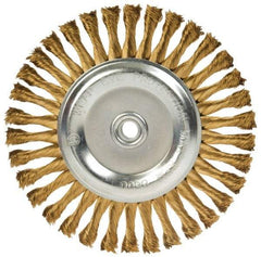 Value Collection - 8" OD, 5/8-11 Arbor Hole, Knotted Brass Wheel Brush - 5/8" Face Width, 1-1/2" Trim Length, 0.02" Filament Diam, 6,000 RPM - Apex Tool & Supply