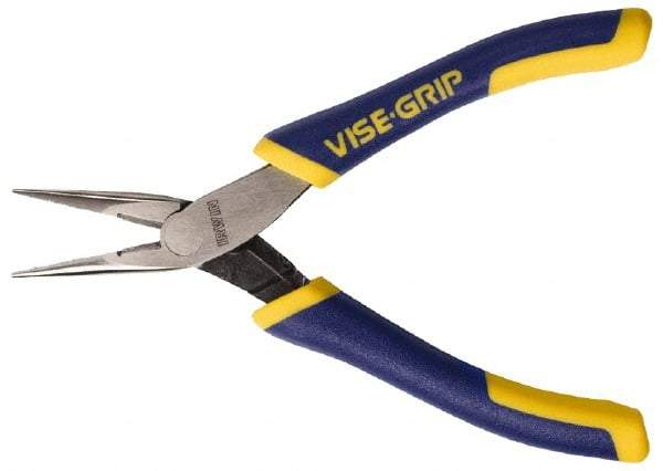 Irwin - 5-1/4" OAL, 15/16" Jaw Length x 1/4" Jaw Width, Long Nose Side Cutting Pliers - Serrated Jaw, Standard Head, ProTouch Handles, with Spring - Apex Tool & Supply