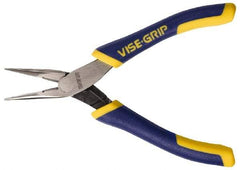 Irwin - 5-1/4" OAL, 15/16" Jaw Length x 1/4" Jaw Width, Long Nose Side Cutting Pliers - Serrated Jaw, Standard Head, ProTouch Handles, with Spring - Apex Tool & Supply
