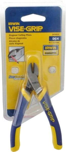 Irwin - 4-1/2" OAL, Diagonal Cutter - 1/2" Jaw Length x 7/64" Jaw Width, Oval Head, ProTouch Handle - Apex Tool & Supply