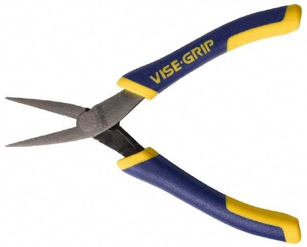 Irwin - 5-1/4" OAL, 1-1/4" Jaw Length x 9/16" Jaw Width, Pliers - Machined Jaw, Flat Nose Head, ProTouch Handles - Apex Tool & Supply