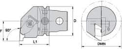 Kennametal - Insert Style NG 5R, 60mm Head Length, Left Hand Cut, Internal Modular Threading Cutting Unit Head - System Size KM63, 43mm Center to Cutting Edge, Series Top Notch - Apex Tool & Supply